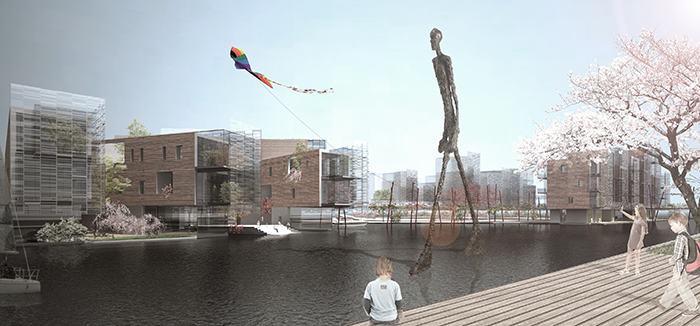 Europan 12, Assen, square building waterfront